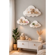 Jaju Baby 3'lü Beyaz Bulut Raf Set Çocuk ve Bebek Odası Aksesuar Raf