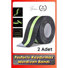 Svein #bant 2 Adet Fosforlu Kaydırmaz Merdiven Bandı 5 cm x 3 M Fotolümenli Yeşil Zemin Güvenlik Basamak