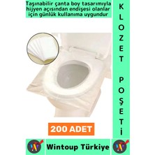 Wintoup #klozetpoşeti Çanta Boy Hijyenik Tam Kapama Her Biri Tek Kullanım Tuvalet Klozet Kapak Poşeti 200'LÜ