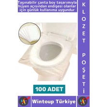 Wintoup #klozetpoşeti Çanta Boy Hijyenik Tam Kapama Her Biri Tek Kullanım Tuvalet Klozet Kapak Poşeti 100'LÜ