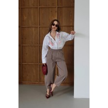 Çımalı Gabardin Şalvar Pantolon Vizon