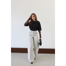Yüksek Bel Extra Wide-Leg Jean Gri