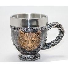 Zenvia Mitolojik Ayı Figürlü 3D Kabartmalı Paslanmaz Çelik Kupa Bardak ZNV-TTT3245