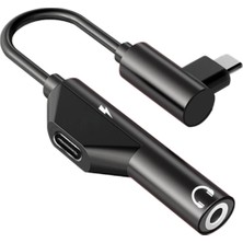 Alfais 6029 USB Type C To 3.5mm Çevirici Dönüştürücü  Adaptör Kulaklık Aux Ses ve Şarj 2'si 1 Arada
