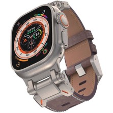 Apple Watch Ultra 49MM Zore KRD-114 Metal Başlıklı Suni Deri Kordon