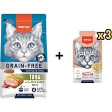 Gimcat Wanpy Tahılsız Ton Balıklı Yetişkin Kedi Maması 1,5 kg + 3 Adet Wanpy Somonlu ve Ton Balıklı Kedi Çorbası 50 gr
