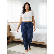 Lady Quenn Lady Queen Bambu-Büyük Beden-Kadın Yüksek Kalite Ring Viskon Beli Lastikli Rahat Esnek Yumuşak Pijama Altı