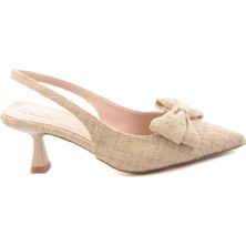 Bambi Bej Desenli  Kadın Klasik Topuklu Ayakkabı K01231363204