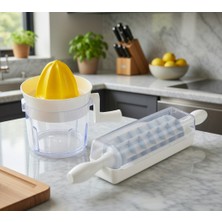 Ludia Ludıa 7 Bıçaklı Kutulu Mantı Kesme Merdanesi & Manuel Kollu Narenciye Sıkacağı Mutfak Seti