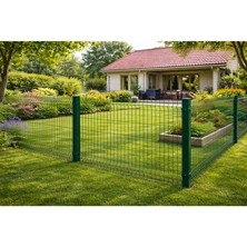 Msy Garden Fenc 75 x 250CM -10 Adet Yeşil Panel Çit Takımı Galvanizli Çit Teli Direkler Dahildir Puntalı Tel Çit