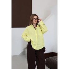 Klasik Kesim Saf Pamuk Poplin Gömlek Sarı