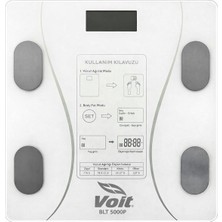 Voit BLT5000 Bluetooth Baskül - Dijital Akıllı Tartı - Yağ Ölçer Tartı - Pil ve Mezura Hediyeli Tartı - Beyaz