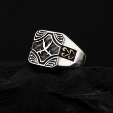 Zülfikar Kılıcı Motifli Özel Tasarım Gümüş Erkek Yüzük