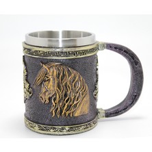 Marsilyan 3D Kabartmalı At Büstü Paslanmaz Çelik Kupa Bardak