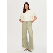 Faik Sönmez Kendinden Simli Dokulu Örme Wide Leg Fit Pantolon S26PNT026