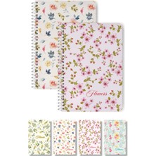 Elma 120YP 17X24 Flowers Sert Kapak Defter Spiralli Kareli