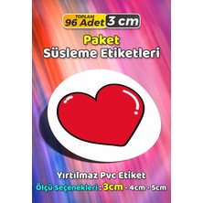 Sb Store Kalp Temalı Ambalaj Hediye Paket Süsleme Etiketi Model 46 - 96 Adet 3cm