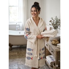 Trend Nexus Çift Katlı %100 Pamuklu Müslin Hafif Hızlı Kuruyan Bornoz