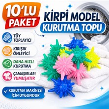 10’lu Paket Kirpi Model Tüy Toplayıcı Kırışık Önleyici Çamaşır Kurutma Topu