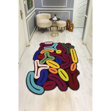 Dolce Mariee Modern Desenli Lazer Kesim Dijital Baskı Kaymaz Taban Halı H0428