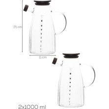 Porsima LM-0053 Alvera Kapaklı Borosilikat Cam 2li Yağlık Sirkelik Yağdanlık Seti 1000ML