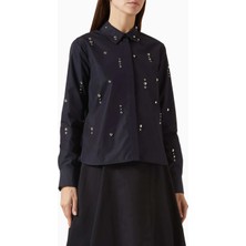 3.1 Phillip Lim Stud Detaylı, Poplin Kadın Gömlek Siyah