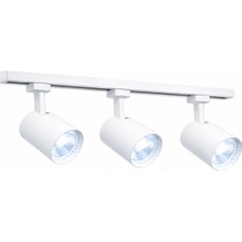Ledarmy Modern 3’lü LED Ray Spot Aydınlatma Seti 30W Beyaz Monofaze Ray Sistem Ayarlanabilir Tavan Spotu 6400K Beyaz