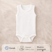Novibaby Bebek Atlet Body Zıbın Çıtçıtlı Beyaz100% Pamuk - Beyaz Bebek Body Zıbın