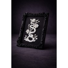 The Shogun Eterna Yılan & Çiçek Rölyef Siyah Tablo