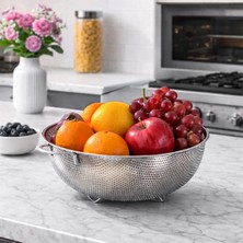 Porsima Bls-Ks-28 Kulplu Paslanmaz Çelik Süzgeç Mutfak Eleği Meyve ve Sebze Yıkama Aparatı Kevgir 28CM