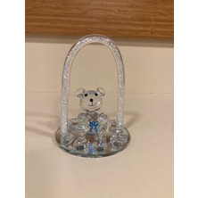 Plus Home Dekoratif Kristal Obje Mavi Ayıcık Yükseklik 13 cm Çapı 10 cm
