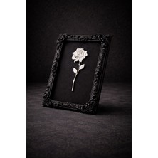 The Shogun Monarch Rose Kabartma Gül Model Varaklı Beyaz Premium Tablo