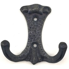 Antika Tarz Dekoratif Pirinç Anıt Çiftli Vestiyer Askı - 85X72 Mm, Oksit Midastech