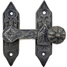 Antika Tarz Dekoratif Pirinç Kapı, Pencere Mandalı - 86X72 Mm, Oksit Midastech