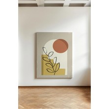 Kanvaspera Boho Tarzı Duvar Dekorasyonu – Ay ve Yaprak Motifli Sade Kanvas Tablo