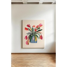 Kanvaspera Rengarenk Laleler - Kanvas Tablo - Çağdaş Çiçek ve Kap Duvar Dekorasyonu