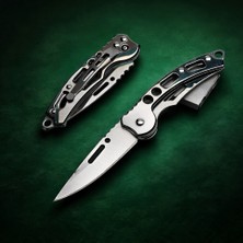 Haki Store Katlanır Cep Çakısı – Paslanmaz Çelik Klipsli Kemere Takılabilir Anahtarlık Çakı Gümüş Renk