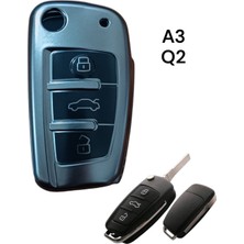 MidasTech Audi A3 Q2  Anahtar Uyumlu Silikon Oto Anahtar Kumanda Kabı Kılıf Siyah Nemere