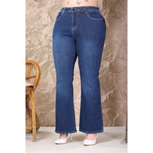 E Collection Ispanyol Paça Likralı Büyük Beden Jeans Pantolon