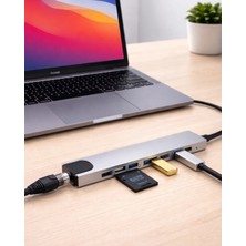 Pileli Store Type C Hub Çoklayıcı 8 Port USB HDMI RJ45 Kart Okuyucu