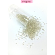MidasTech Dökme Cam Kum Boncuk (11/0) 2 mm - 60 Gram -  Şeffaf Beyaz - BNC053 Nemere