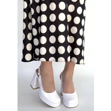 OEY Fashions Zuda Beyaz Rugan Platform Topuk Ayakkabı