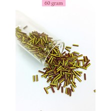 MidasTech Uzun Boru Kesme Boncuk Çap 2mm Uzunluk 10 mm - 60 Gram - Koyu Kırmızı Sarı - BNC297 Nemere