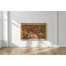 Kanvaspera Kadim Istanbul Haritası - Kanvas Tablo - Konstantinopolis Tarihi Şehir Temalı Nostaljik Duvar Dekorasyonu