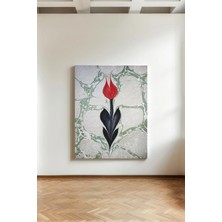 Kanvaspera Ebru Tekniği Gül Deseni - Kanvas Tablo