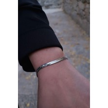 Atalya Accessory Gümüş Renk Unisex 4mm Italyan Bileklik Vip Kararmaz Solmaz Çelik Bileklik