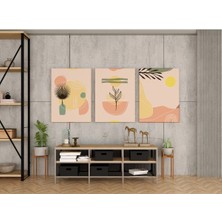 Kanvaspera Pembe Boho - Kap Güneşi Üçlü Kanvas Tablo