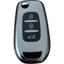 MidasTech Renault Megane 4 / Clio 5  Anahtar Uyumlu Silikon Oto Anahtar Kumanda Kabı Kılıf Füme Nemere