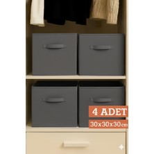 Prendi Home 4’lü Antrasit Dolap Içi Düzenleyici Kutu - 30X30X30 cm Katlanabilir Çok Amaçlı Saklama Kutusu