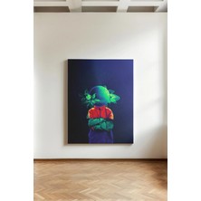 Kanvaspera Gezegen Başlı Çocuk - Kanvas Tablo - Kozmos, Tabiat ve Çağdaş Dijital Sanat Temalı Duvar Dekoru